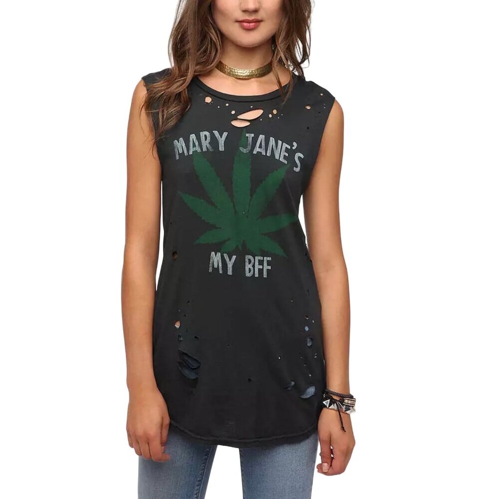 NWT RARE Vintage Urban Outfitters x THC Mary Jane's My BFF Distressed Top Y2K
